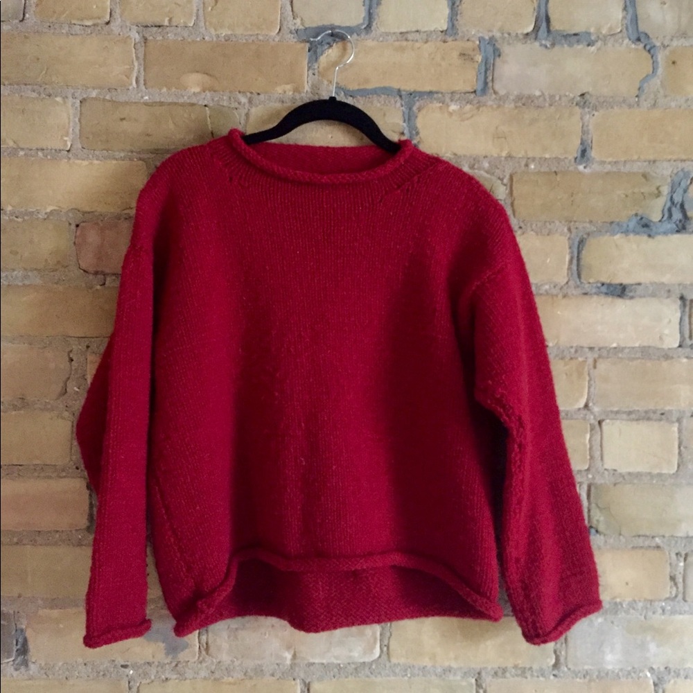 Cropped wool oversized sweater